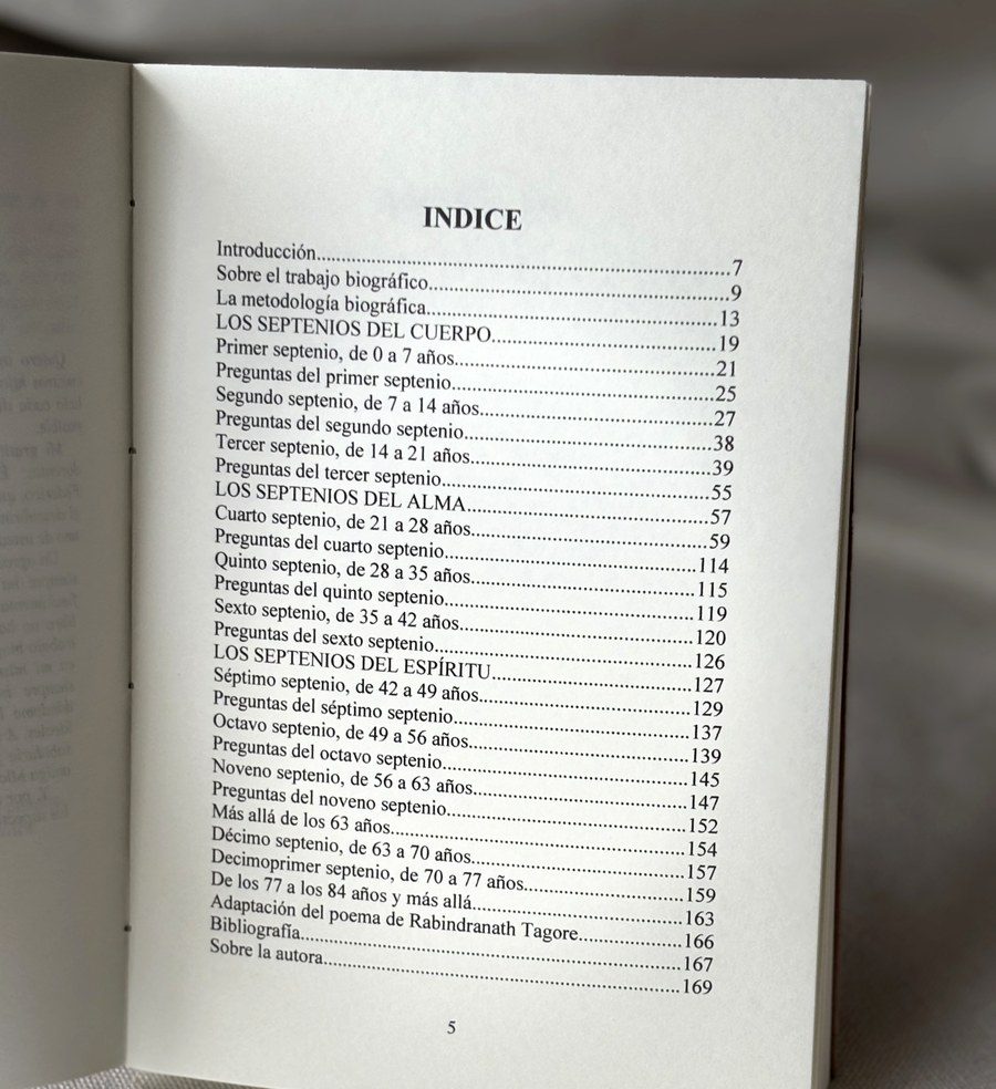 Índice del libro Tu vida es un camino